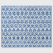Blau-weiße florale Damast-Fliese im spanischen Sti Geschenkpapier (Flach)