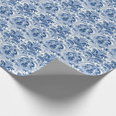 Blau-weiße florale Damast-Fliese im spanischen Sti Geschenkpapier (Ecke)