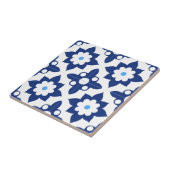 Blau-weiße florale Geometrie Fliese (Seite)