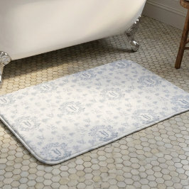 Blau Weiße Französische Toile Monogramm Namensmust Badematte