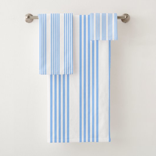 Blau-weiße Fünf-Streifen-Muster Badhandtuch Set (Insitu)