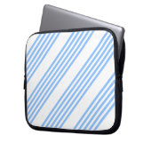 Blau-weiße Fünf-Streifen-Muster Laptopschutzhülle (Vorderseite Links)