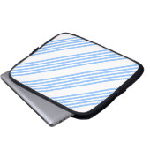 Blau-weiße Fünf-Streifen-Muster Laptopschutzhülle (Vorne Knopf)