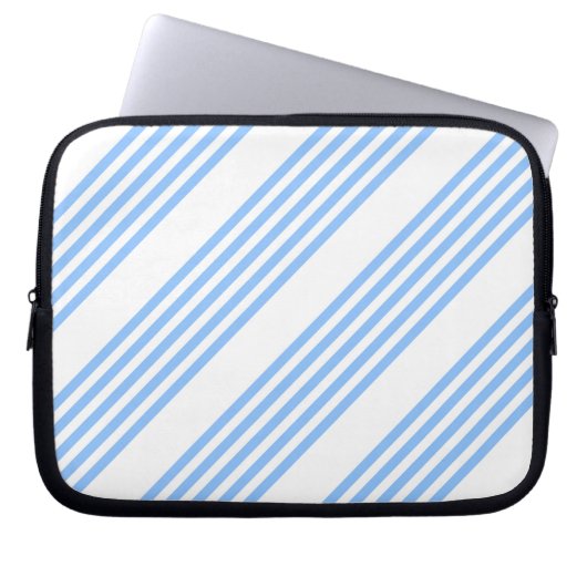 Blau-weiße Fünf-Streifen-Muster Laptopschutzhülle (Vorderseite)