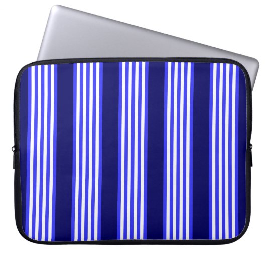 Blau-weiße Fünf-Streifen-Muster Laptopschutzhülle (Vorderseite)