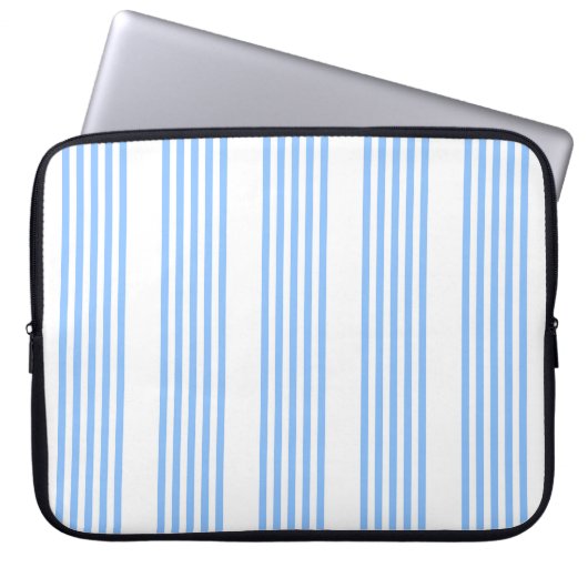 Blau-weiße Fünf-Streifen-Muster Laptopschutzhülle (Vorderseite)