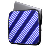 Blau-weiße Fünf-Streifen-Muster Laptopschutzhülle (Vorderseite Links)