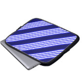 Blau-weiße Fünf-Streifen-Muster Laptopschutzhülle (Vorne Knopf)