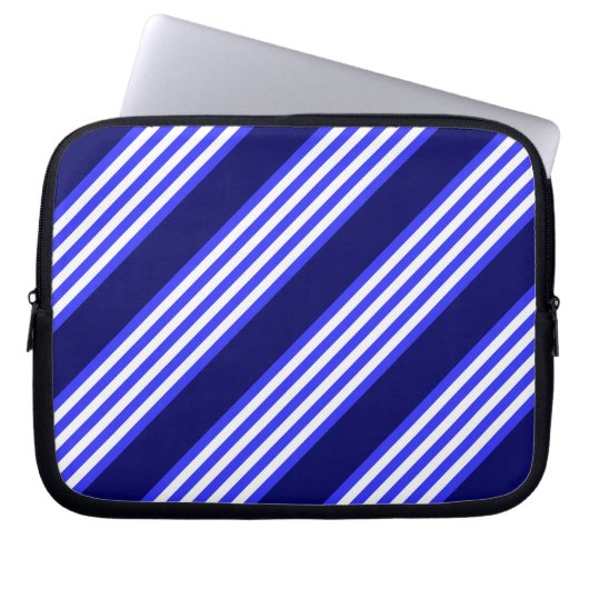 Blau-weiße Fünf-Streifen-Muster Laptopschutzhülle (Vorderseite)