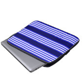 Blau-weiße Fünf-Streifen-Muster Laptopschutzhülle (Vorne Knopf)