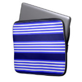 Blau-weiße Fünf-Streifen-Muster Laptopschutzhülle (Vorderseite Links)