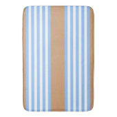Blau-weiße Fünf-Streifen-Muster mit Bräune Badematte (Vorderseite Vertikal)