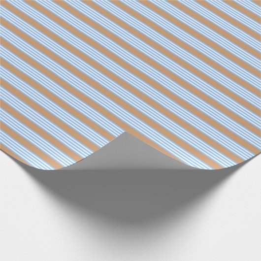 Blau-weiße Fünf-Streifen-Muster mit Bräune Geschenkpapier (Ecke)