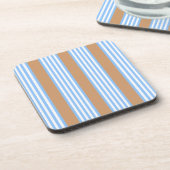 Blau-weiße Fünf-Streifen-Muster mit Bräune Getränkeuntersetzer (Linke Seite)