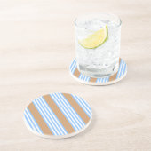 Blau-weiße Fünf-Streifen-Muster mit Bräune Getränkeuntersetzer (Seite)
