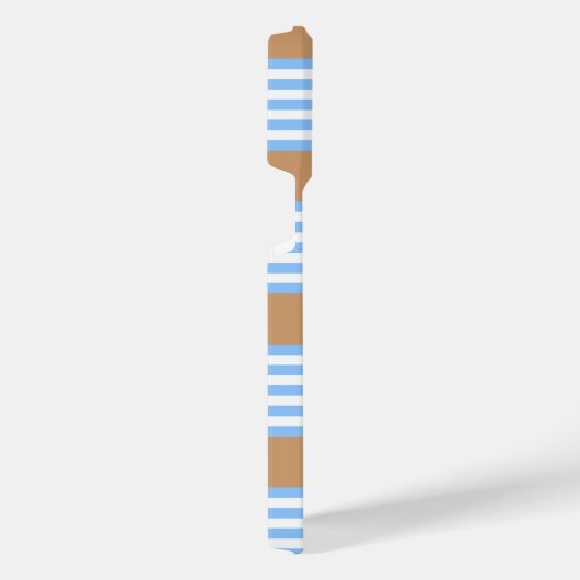 Blau-weiße Fünf-Streifen-Muster mit Bräune iPhone Hülle (Rechte Seite)