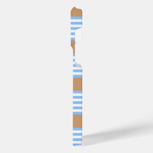 Blau-weiße Fünf-Streifen-Muster mit Bräune iPhone Hülle (Linke Seite)