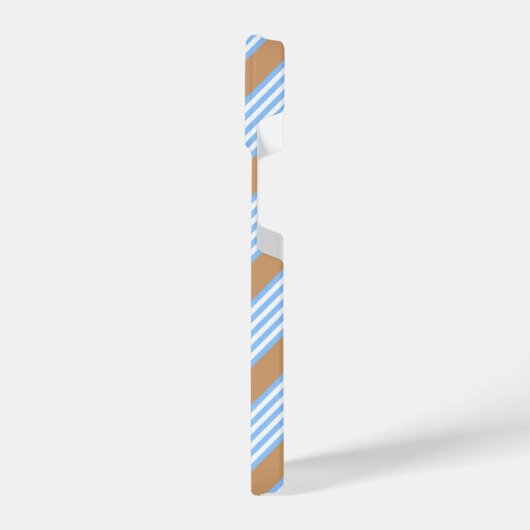 Blau-weiße Fünf-Streifen-Muster mit Bräune iPhone Hülle (Linke Seite)
