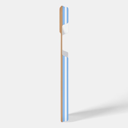 Blau-weiße Fünf-Streifen-Muster mit Bräune iPhone Hülle (Linke Seite)