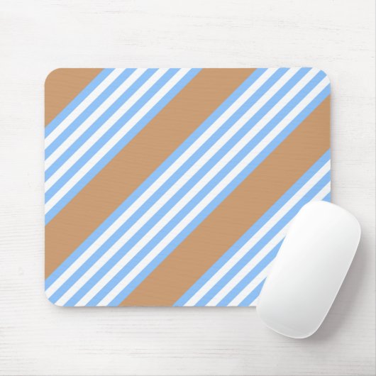Blau-weiße Fünf-Streifen-Muster mit Bräune Mousepad (Mit Mouse)