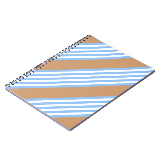 Blau-weiße Fünf-Streifen-Muster mit Bräune Notizblock (Linke Seite)