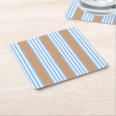 Blau-weiße Fünf-Streifen-Muster mit Bräune Rechteckiger Pappuntersetzer (angewinkelt)