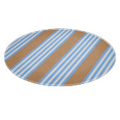 Blau-weiße Fünf-Streifen-Muster mit Bräune Schneidebrett (Ecke)