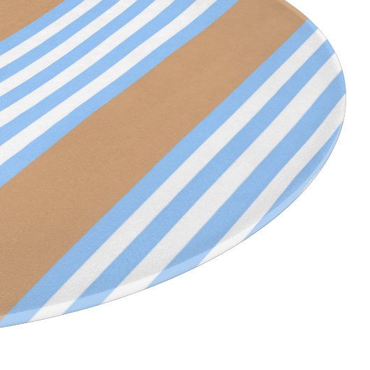 Blau-weiße Fünf-Streifen-Muster mit Bräune Schneidebrett (Ecke)