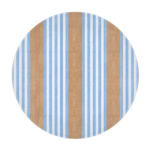 Blau-weiße Fünf-Streifen-Muster mit Bräune Schneidebrett (Vorderseite)