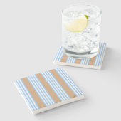 Blau-weiße Fünf-Streifen-Muster mit Bräune Steinuntersetzer (Seitenansicht)