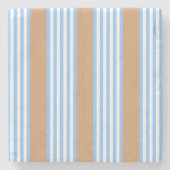 Blau-weiße Fünf-Streifen-Muster mit Bräune Steinuntersetzer (Vorderseite)