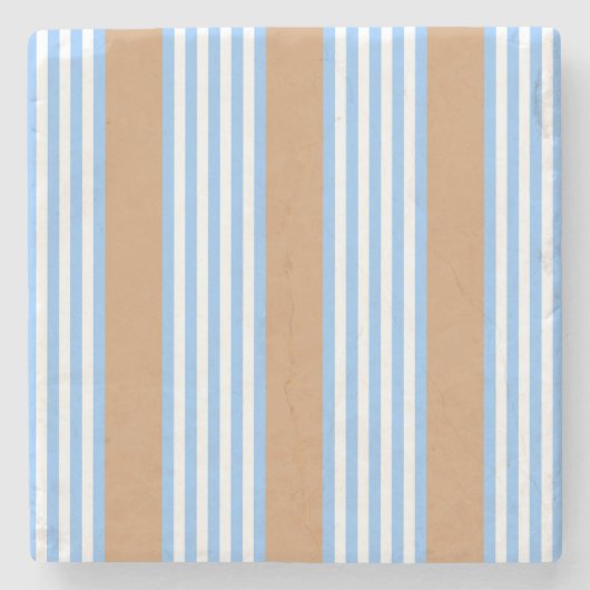 Blau-weiße Fünf-Streifen-Muster mit Bräune Steinuntersetzer (Vorderseite)