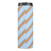 Blau-weiße Fünf-Streifen-Muster mit Bräune Thermosbecher (Rückseite)