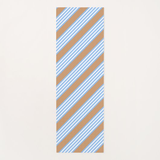 Blau-weiße Fünf-Streifen-Muster mit Bräune Yogamatte (Vorderseite)
