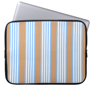 Blau-weiße Fünf-Streifen-Muster mit einem bräunlic Laptopschutzhülle