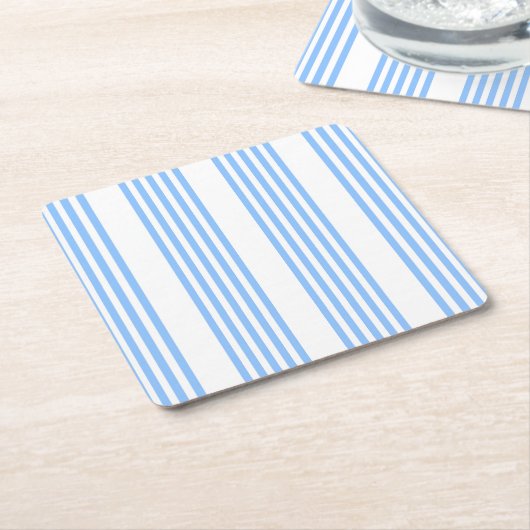 Blau-weiße Fünf-Streifen-Muster Rechteckiger Pappuntersetzer (angewinkelt)