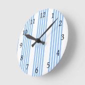 Blau-weiße Fünf-Streifen-Muster Runde Wanduhr (Winkel)