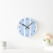 Blau-weiße Fünf-Streifen-Muster Runde Wanduhr (Zuhause)