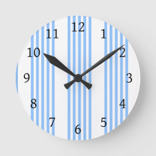 Blau-weiße Fünf-Streifen-Muster Runde Wanduhr