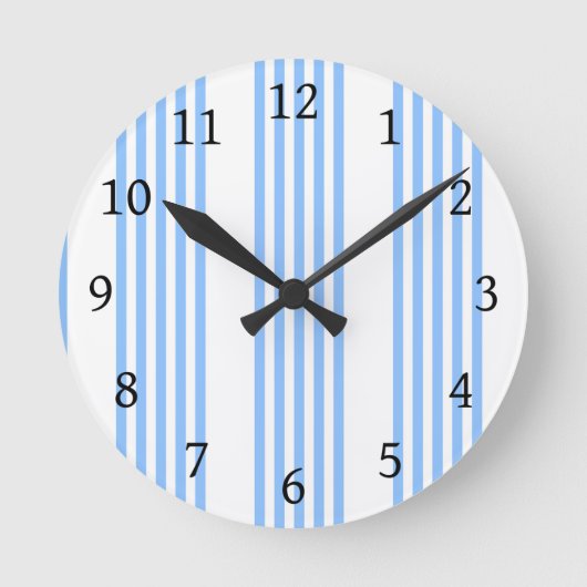 Blau-weiße Fünf-Streifen-Muster Runde Wanduhr (Vorderseite)