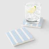 Blau-weiße Fünf-Streifen-Muster Steinuntersetzer (Seitenansicht)