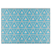 Blau+Weiße geometrische Musterglasplatine Schneidebrett (Vorderseite)