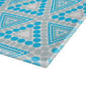 Blau+Weiße geometrische Musterglasplatine Schneidebrett (Ecke)