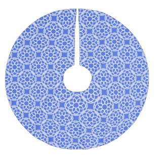 Blau Weiße Geometrische Nahtlose Muster Polyester Weihnachtsbaumdecke