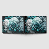 Blau-weiße gestrichene Rose Gästebuch (Voll)