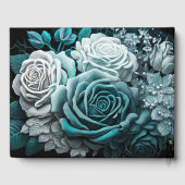 Blau-weiße gestrichene Rose Gästebuch (Rückseite)