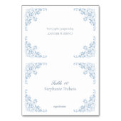 Blau-weiße Hochzeitsmahlzeiten - Platzkarte Tischnummer (Vorderseite)