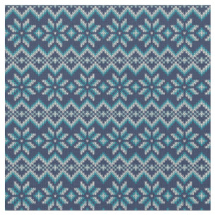 Blau-weiße Imitate Strick Sweater Snowflakes Must Stoff