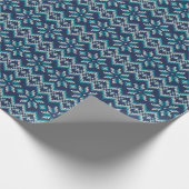 Blau-weiße Imitate Strick Sweater Snowflakes Muste Geschenkpapier (Ecke)