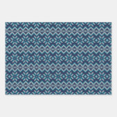 Blau-weiße Imitate Strick Sweater Snowflakes Muste Geschenkpapier Set (Vorderseite)